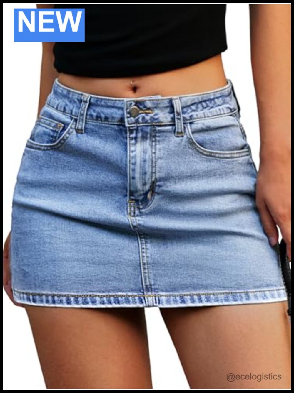 Women's Denim Skort with Built-in Shorts High Stretch Cotton Mini Skirt